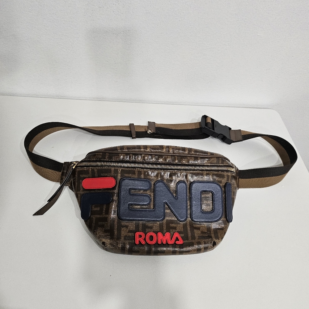 Fendi x Fila Brown Zucca Coated Canvas Mania Belt Bag Preowned